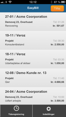 Easybill _tidsregistreringer